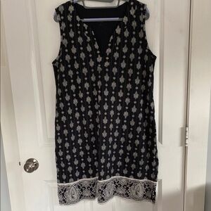 Lands End black and white print cotton dress in XL